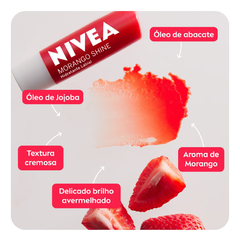 Hidratante Labial Nivea - Morango Shine - AT Beauty Store