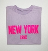 T-SHIRT BLUSA FEMININA 100% ALGODÃO LILÁS NEW YORK