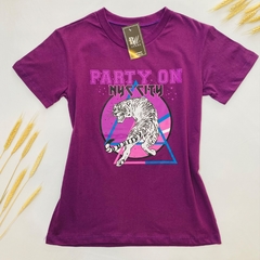 T-SHIRT BLUSA FEMININA PARTY ON ROXO