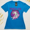 T-SHIRT BLUSA FEMININA PARTY ON AZUL