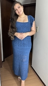 Vestido Longo Trico Modal Alcinha com Babado