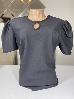 Blusa Feminina Social Manga Princesa Preto