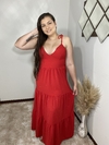 Vestido Longo Duna Vermelho com Brilho de Alcinha