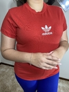 T-SHIRT FEMININA INSPIRAÇÃO ADIDAS VERMELHO