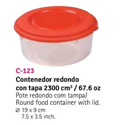 Contenedor redondo con tapa 2300 cm3