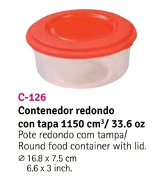 Contenedor redondo con tapa 1150 cm3