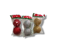 Pack x2 bolas de navidad glitter 6cm