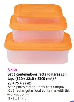 Set contenedores rectangulares x3