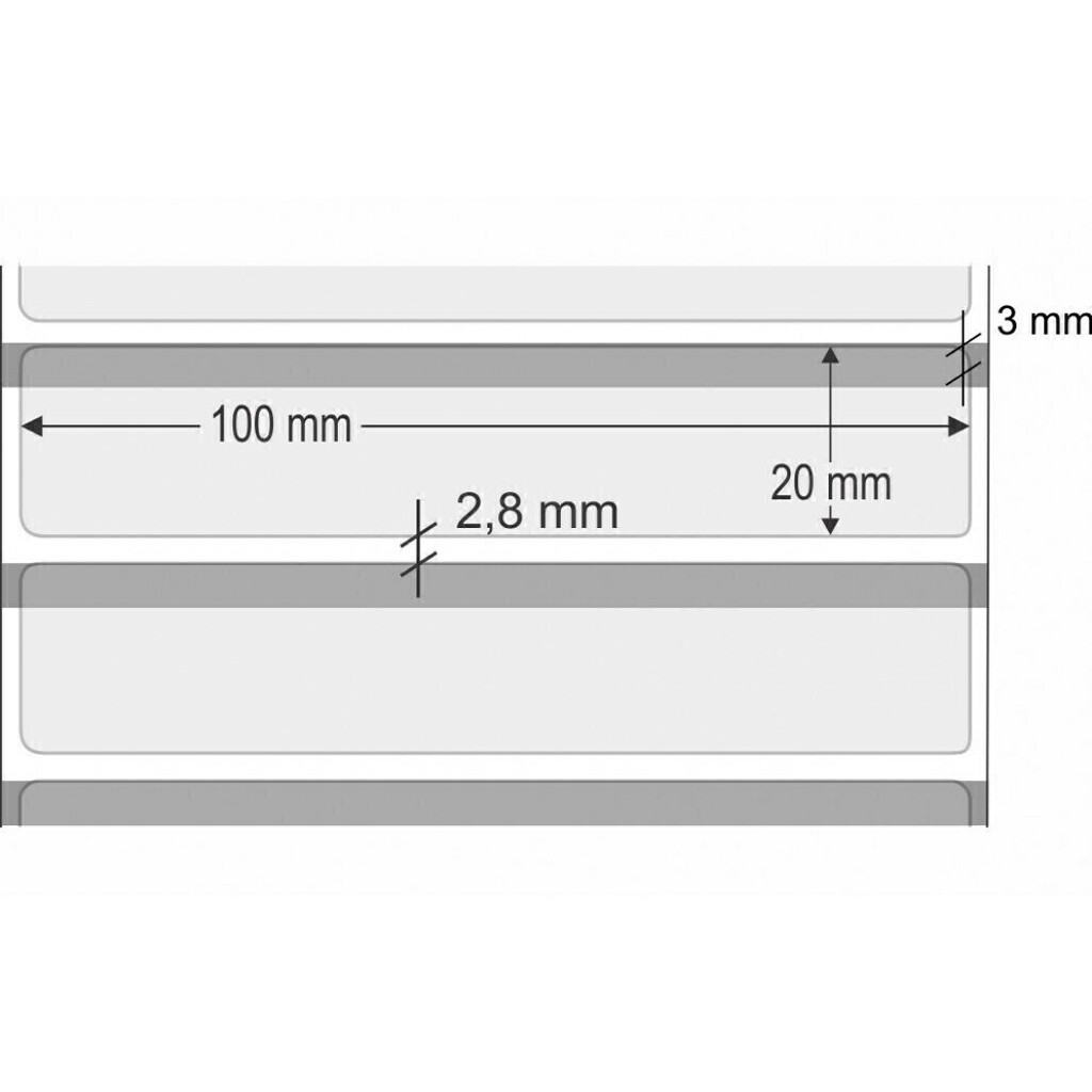 Etiquetas Adesivas BOPP Transparente, 100 x 35 mm x 1 coluna, para  Impressoras Térmicas