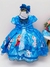 Vestido Infantil Frozen Azul Com Cinto de Pérolas Luxo na internet