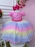 Vestido Infantil Arco Iris Chuva de Amor Unicórnio Festas