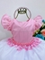 Vestido Infantil Princesas Rosa C/ Pérolas e Tiara Festas - comprar online