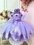 Vestido Infantil Princesas Sofia e Rapunzel Lilás C/ Renda