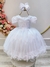 Vestido Infantil Branco Strass Damas Luxo Mangas