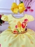 Vestido Infantil Amarelo Flores Tulipas Cinto Pérolas Luxo - comprar online