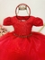 Vestido Infantil Vermelho C/ Renda Luxo Cinto Pérolas Tiara - comprar online