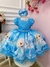 Vestido Infantil Frozen Azul Com Busto Strass Princesas