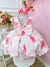 Vestido Infantil Off White e Rosa Florido de Rosas Primavera - comprar online