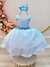 Vestido Infantil Azul Claro Busto Com Strass Daminhas