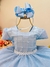 Vestido Infantil Azul Claro Busto Nervura Pérolas e Glitter - comprar online