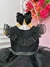 Vestido Infantil Wandinha Preto Com Cinto de Strass Luxo - comprar online