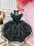 Vestido Infantil Wandinha Preto Com Cinto de Strass Luxo na internet