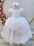 Vestido Infantil Longo Branco Busto Nervura Festas Daminhas