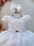 Vestido Infantil Longo Branco Busto Nervura Festas Daminhas - comprar online