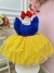 Vestido Infantil Princesa Branca de Neve C/ Babados Strass