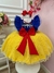 Vestido Infantil Princesa Branca de Neve C/ Babados Strass na internet