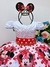 Vestido Infantil Minnie Vermelho Bolinhas Pérolas C/ Tiára - comprar online