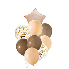 Bouquet Set 9 Globos Látex Cumple Deco Estrella Nude Chocolate