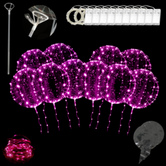 10 Globos Burbuja Cristal Led c/Palitos Porta Globos - tienda online