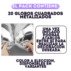 Pack Globos Cuadrados Metalizados 18" x20 unidades - tienda online