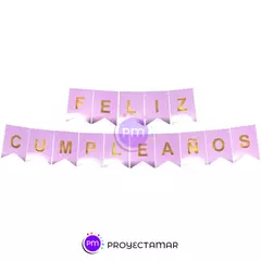 Cartel Banderín Feliz Cumpleaños Letra por Letra Pastel - comprar online