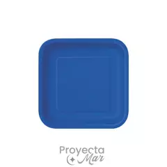 Platos Polipapel Chico Cuadrado Azul x8 - comprar online