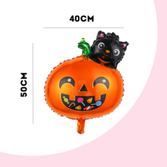 Globo Calabaza Halloween Caramelera con Gatito 20" x5 - comprar online