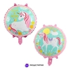 Globo Circulo Unicornio Borde Rosa 18" x5