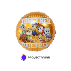 Globo Circulo Paw Patrol Fondo Naranja 18" x5