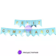 Cartel Banderín Feliz Cumpleaños Letra por Letra Pastel - Proyectamar