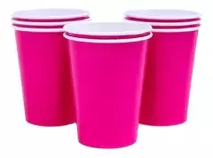 Vasos Polipapel Liso Fucsia x8