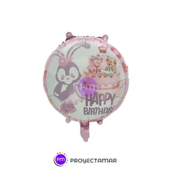 Globo Metalizado Circulo Linabell Rosa Coneja 18" x5