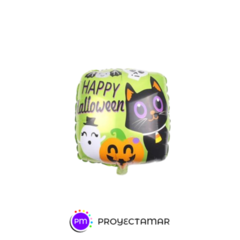 Globo Cuadrado Happy Halloween (Calabaza con Gato) 18" x5