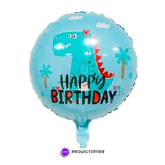 Globo Circulo Dino Happy Birthday 18" x5