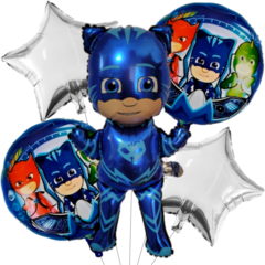 Set 5 Globos Temática Héroes en Pijama Catboy