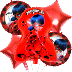 Set 5 Globos Tematica Miraculous