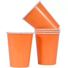 Vasos Polipapel Liso Naranja x8