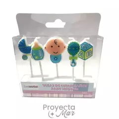 Velas Baby Shower Celeste Rosa X5 Unidades - comprar online