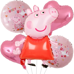 Set 5 Globos Temática Peppa Pig