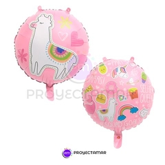 Globo Circulo Llama Rosa 18" x5